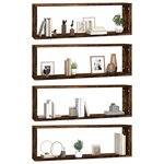 vidaXL Étagères murales cubiques 4 Pièces Chêne fumé 80x15x26 5 cm
