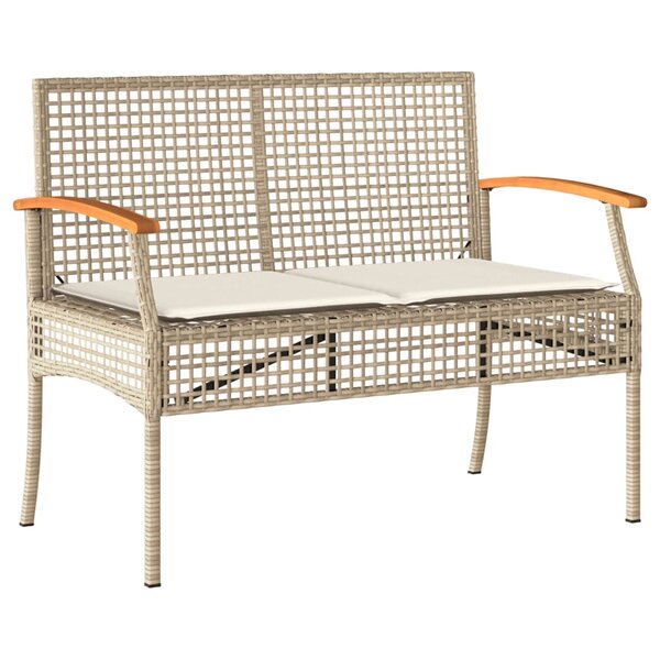 vidaXL Banc de jardin avec coussin beige résine tressée et acacia