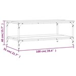 vidaXL Table basse sonoma gris 100x55x40 cm bois d'ingénierie