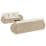 vidaXL Salon de jardin avec coussins 8 Pièces beige résine tressée
