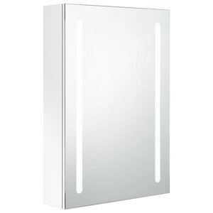vidaXL Armoire de salle de bain à miroir LED Blanc brillant 50x13x70cm