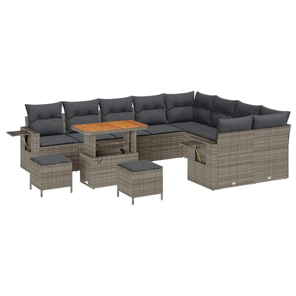 vidaXL Ensemble de canapé de jardin 12 Pièces Gris 90 x 55 x 71 cm
