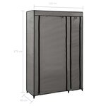 vidaXL Garde-robe pliable Gris 110x45x175 cm Tissu