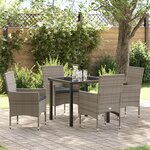 Ensemble de Salle à Manger de Jardin 5 Pièces avec Coussins Rattan Poly Gris vidaXL