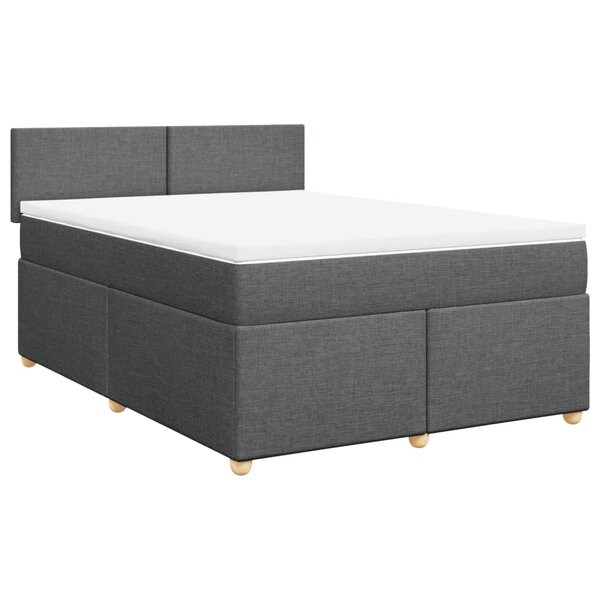 vidaXL Sommier à lattes de lit avec matelas Gris foncé 140x200cm Tissu