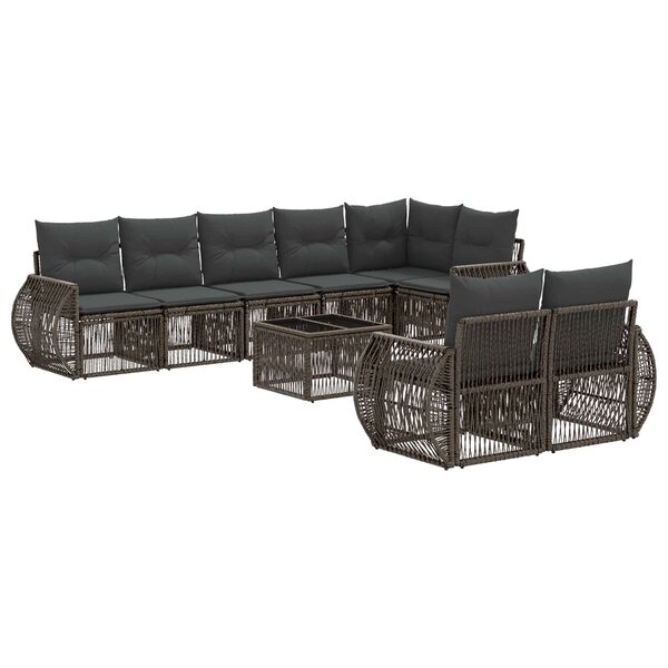 vidaXL Ensemble de canapé de jardin 9 Pièces Gris et Gris foncé polyrotin