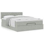 vidaXL Cadre de lit ottoman et matelas gris clair 140x190 velours