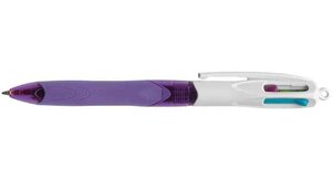 Stylo bille 4 COLOUR GRIP FASHION 4 Couleurs Rose Violet Vert Turquoise BIC