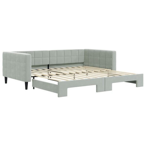 vidaXL Lit de jour avec gigogne sans matelas gris clair 100x200 cm