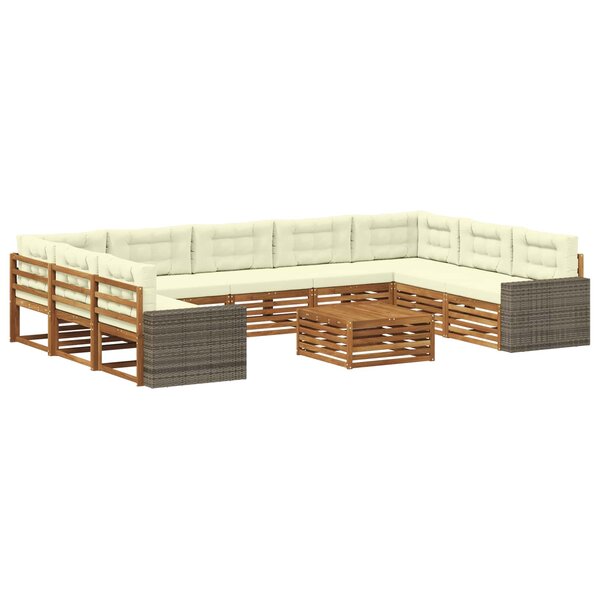 vidaXL Ensemble de canapés d'extérieur 10 pc Naturel et Crème