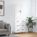 vidaXL Buffet haut Blanc 69 5x34x180 cm Bois d'ingénierie