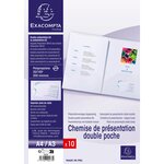 Sachet De 10 Chemises Double Poche Polypropylène Souple 2/10e - A4 Ou A3 - Cristal - X 2 - Exacompta