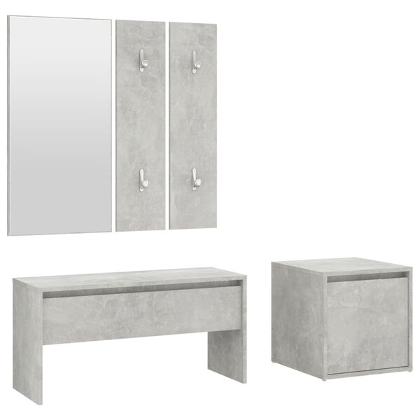 vidaXL Ensemble de meubles de couloir Gris béton Bois d'ingénierie