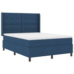 vidaXL Lit à ressort LED avec matelas Bleu 160 x 200 cm tissu