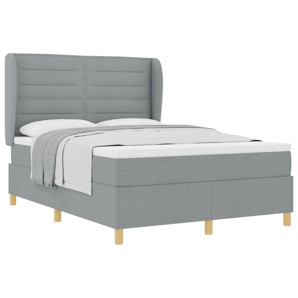 vidaXL Lit à ressorts avec tête de lit Gris clair 200 x 140 cm tissu