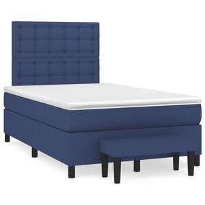 vidaXL Sommier à lattes de lit avec matelas Bleu 120x200 cm Tissu
