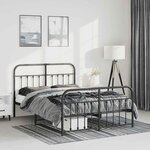 vidaXL Cadre de lit métal sans matelas avec pied de lit noir 135x190cm