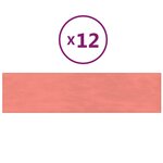 vidaXL Panneaux muraux 12 Pièces Rose 60x15 cm Velours 1 08 m²