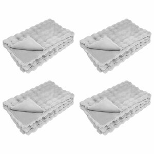 vidaXL Couverture en Fourrure de Lapin Synthétique 4 Pièces Gris