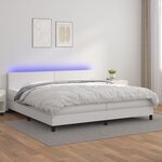 vidaXL Sommier à lattes de lit avec matelas et LED Blanc 200x200 cm