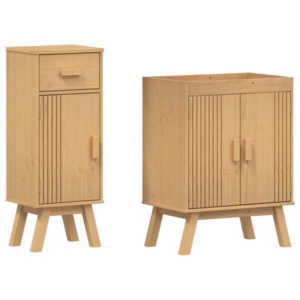 Ensemble de meubles de salle de bain 2 pièces en pin massif vidaXL
