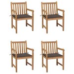 vidaXL Chaises de jardin lot de 4 et coussins taupe bois teck solide
