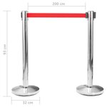 vidaXL Colonne avec bande de barrière d'aéroport Inox Argenté