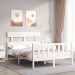 vidaXL Cadre de lit avec tête de lit blanc 120x200 cm bois massif