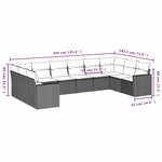 vidaXL Salon de jardin 10 Pièces avec coussins gris résine tressée