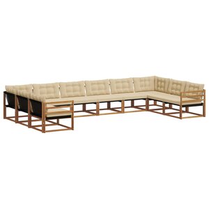 vidaXL Ensemble de canapés d'extérieur 10 pc Naturel et Beige