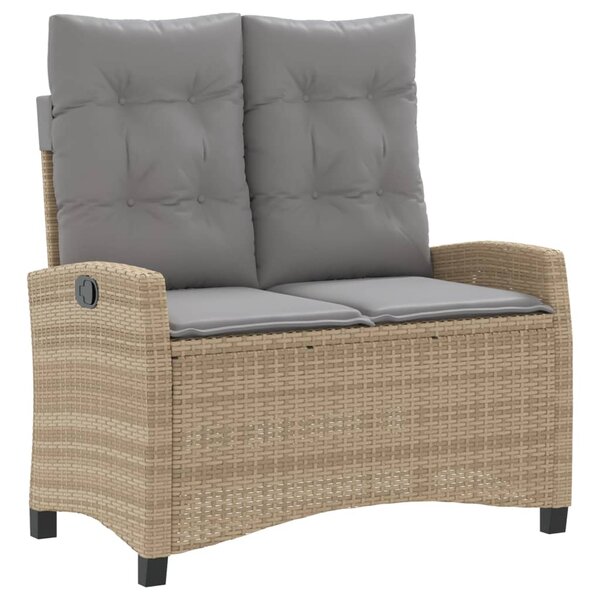 vidaXL Banc inclinable de jardin avec coussins beige résine tressée