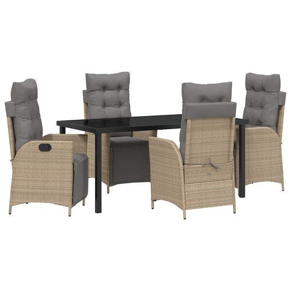 vidaXL Ensemble de salle à manger pour jardin 5 Pièces Beige polyrotin