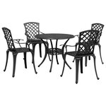 vidaXL Ensemble à manger de jardin 5 Pièces noir aluminium coulé