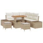 Ensemble de canapé de jardin vidaXL 8 pièces avec coussins beige en poly rotin acacia