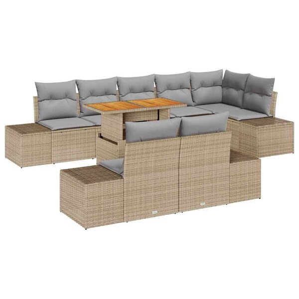 vidaXL Ensemble de canapé de jardin 9 Pièces Beige Poly rotin
