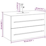 vidaXL Armoire lavabo de salle de bain avec bassin intégré noir
