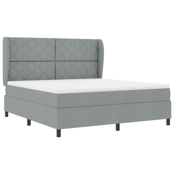 vidaXL Lit à ressorts avec matelas Gris clair 180 x 200 cm tissu