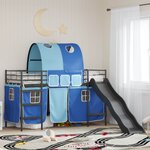 vidaXL Lit mezzanine pour enfants Noir et Bleu 74 5 x 190 cm Métал