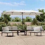 vidaXL Parasol de jardin à double tête avec LED blanc sable 449x265 cm
