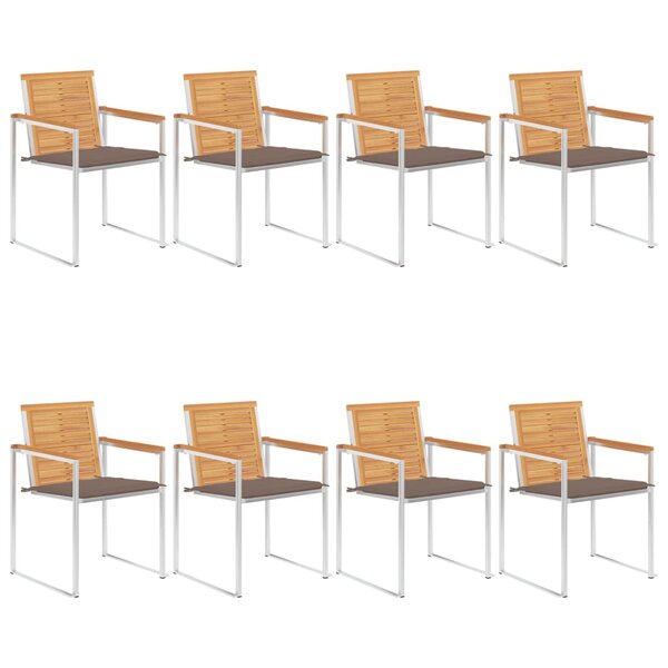 vidaXL Chaises de jardin 8 Pièces avec coussins Bois de teck massif