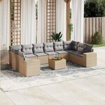 vidaXL Salon de jardin 11 Pièces avec coussins beige résine tressée