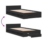 vidaXL Cadre de lit avec tiroir sans matelas noir 75x190 cm
