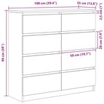 vidaXL Buffet gris béton 100x35x99 cm bois d'ingénierie