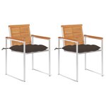 vidaXL Chaises de jardin avec coussins lot de 2 Acacia solide et acier