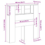 vidaXL Armoire de tête de lit vieux bois 100x18 5x102 5 cm