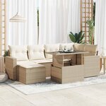vidaXL Salon de jardin avec coussins 7 Pièces beige résine tressée