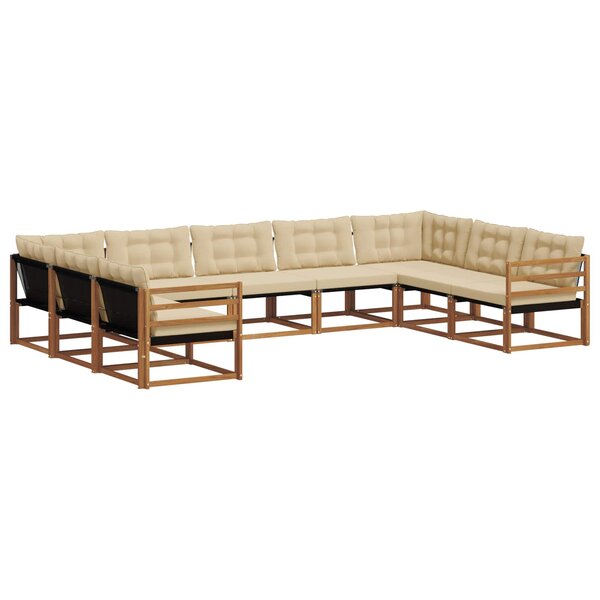vidaXL Ensemble de canapés d'extérieur 9 pc Naturel et Beige