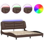 vidaXL Cadre de lit avec LED sans matelas Hvar marron 180x200 cm