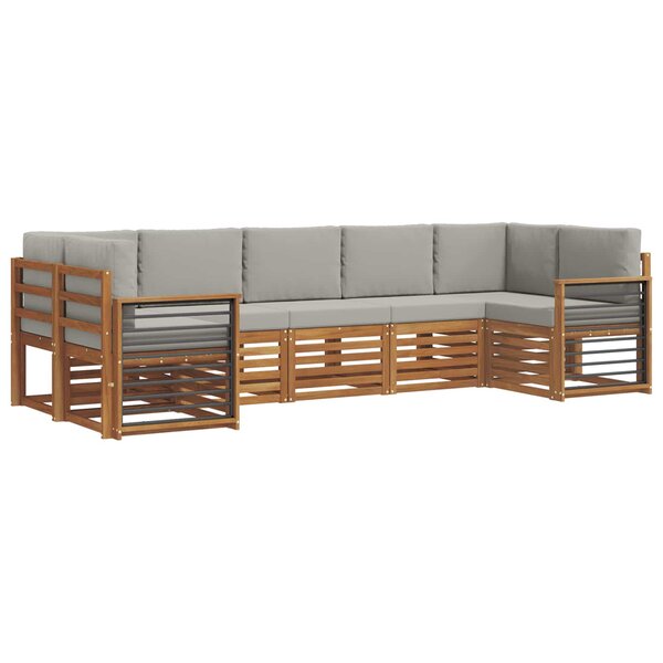 vidaXL Ensemble de canapés d'extérieur 7 pc Gris Naturel et Clair