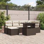 Ensemble de Canapé de Jardin vidaXL 7 Pièces avec Coussins en Rotin Poly Marron